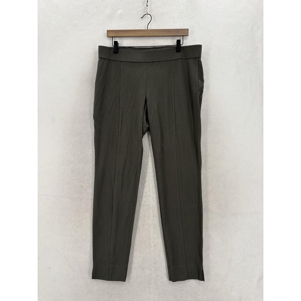 Eileen Fisher Knit Dress Pants Womens L Green Pull On Tapered Leg Stretch Casual
